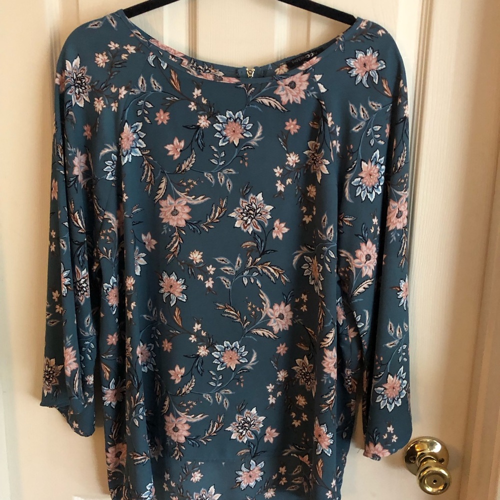 PAPERMOON Floral Print Women's Top - Blue and Pink🌷🌙